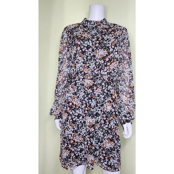 Lulus Autumn Bliss Cutout Mini Dress Size XL Dark Floral Long Sleeve  Boho - Picture 5 of 14